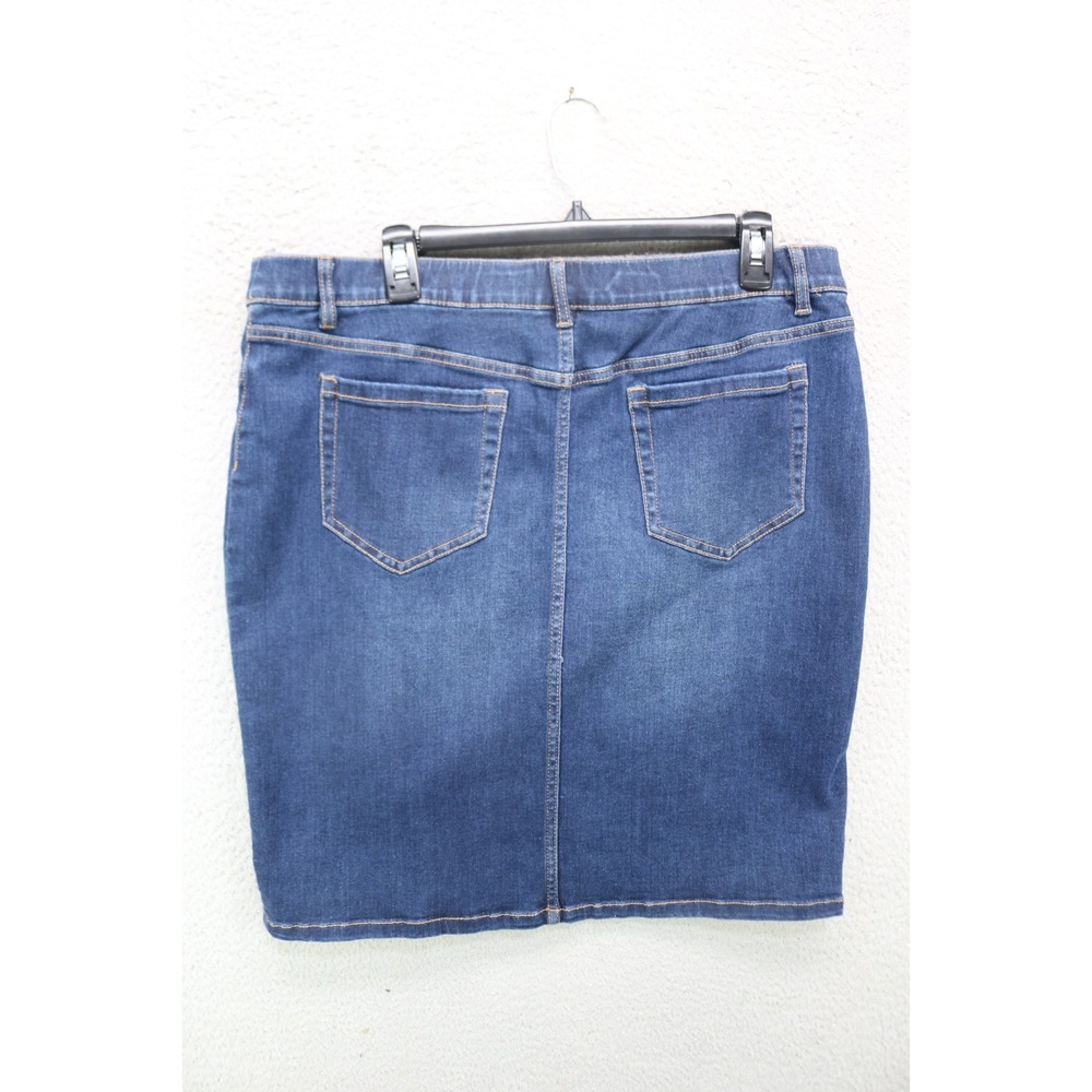 J.Jill Denim Blue Jean Pencil Skirt-Size Large-Pockets-Dark Wash-Country - Picture 7 of 9